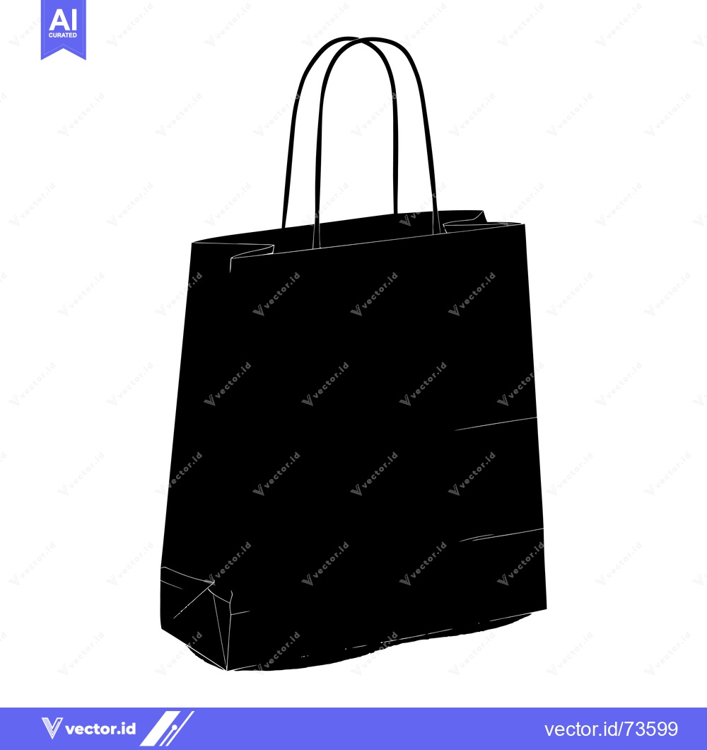 Premium Vector dari Black and White Silhouette of a Paper Shopping Bag