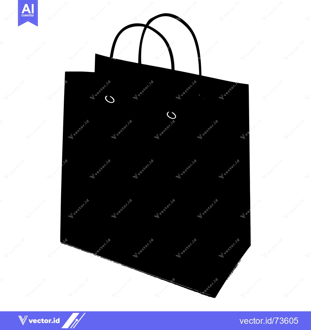 Premium Vector dari Black Silhouette of a Paper Shopping Bag with Handles