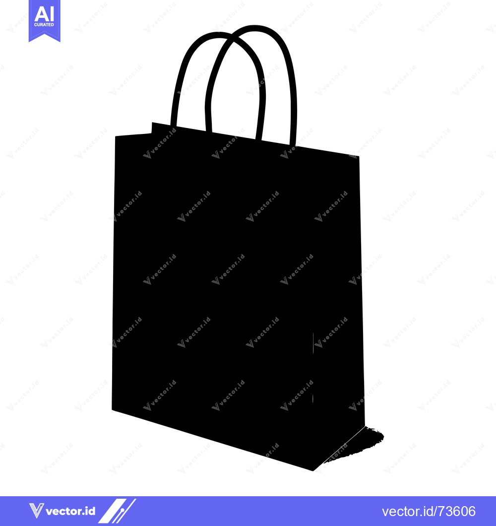 Premium Vector dari Black and White Silhouette of a Paper Shopping Bag