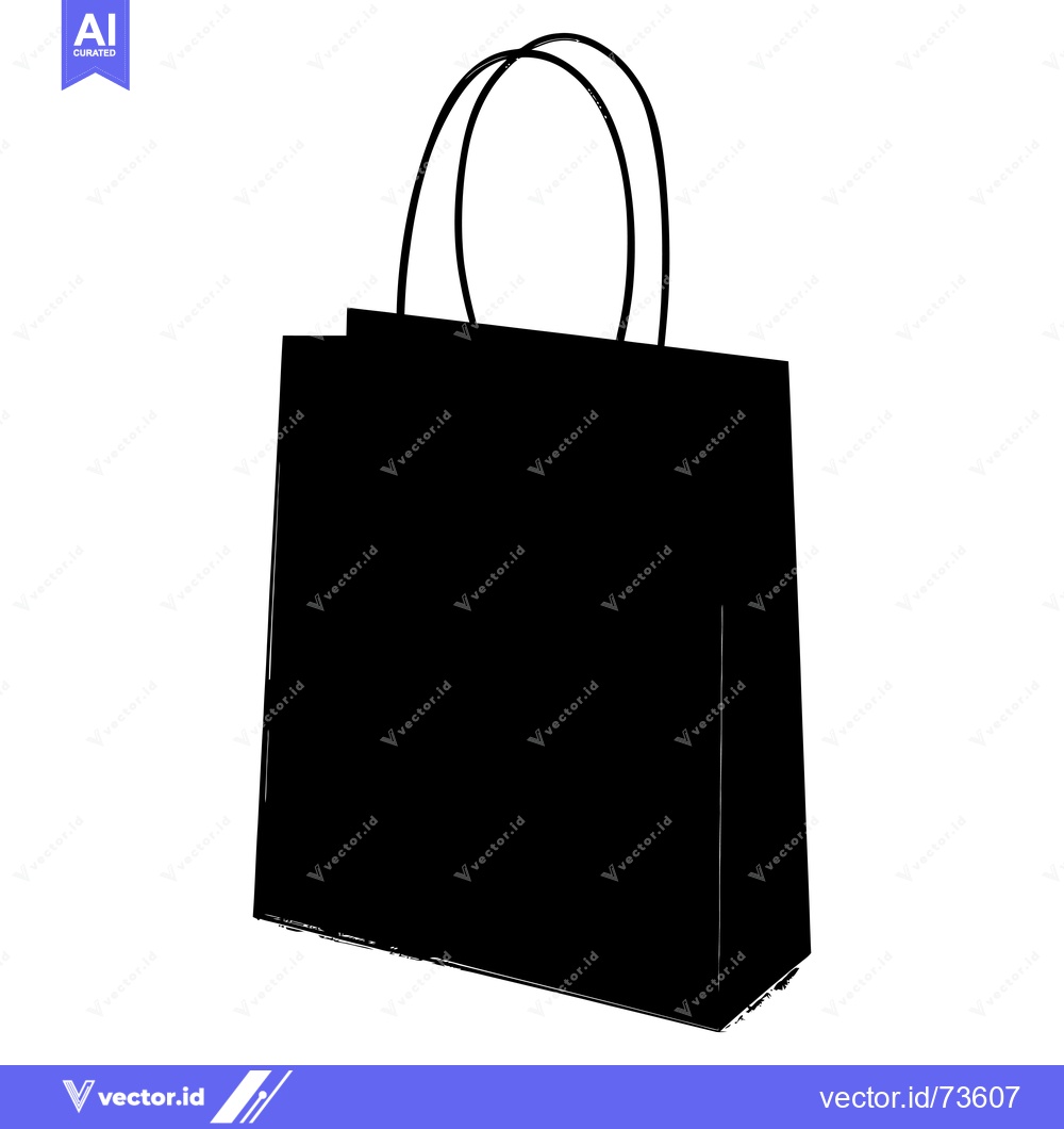 Premium Vector dari Black and White Silhouette of a Paper Shopping Bag
