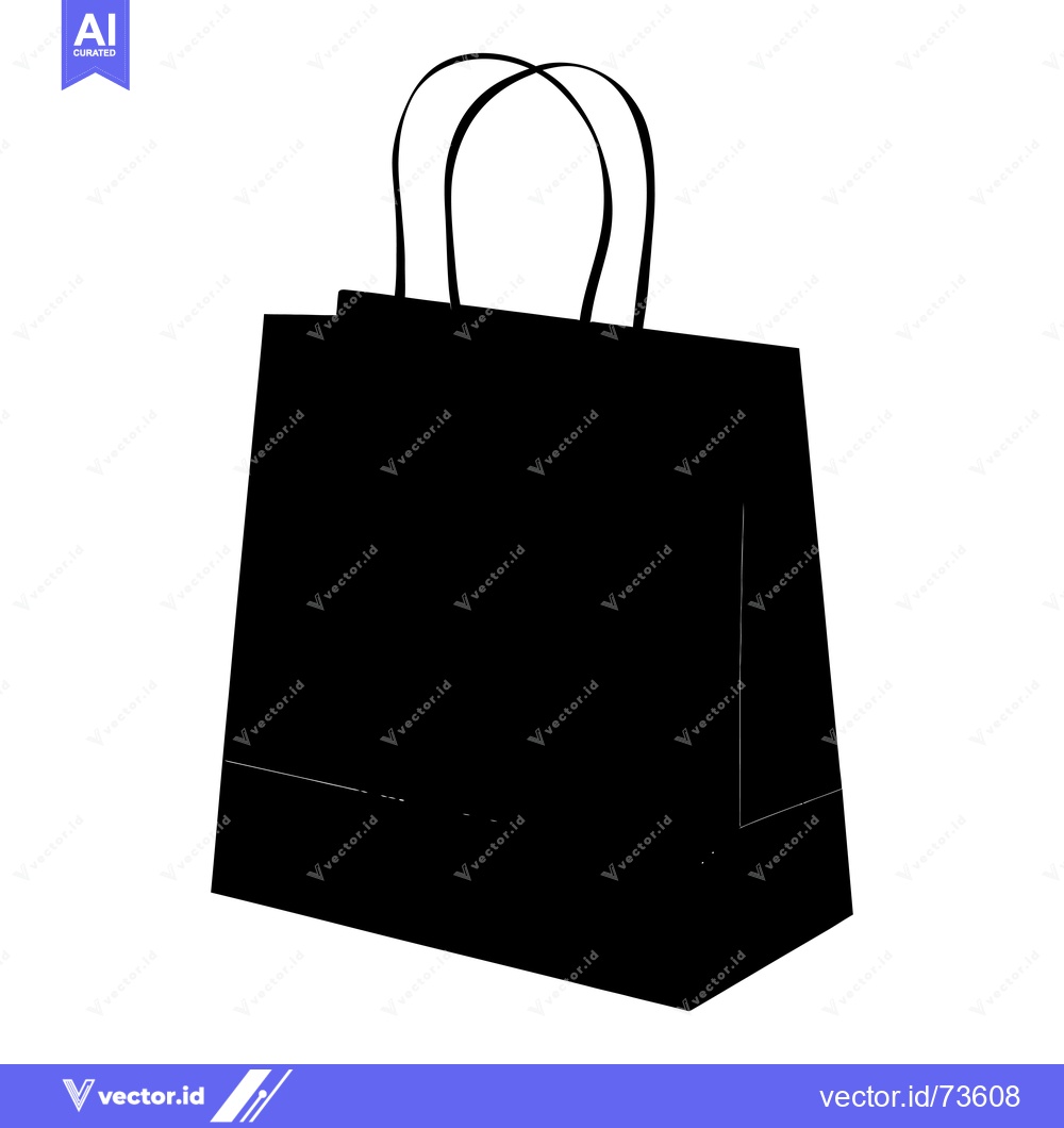Premium Vector of A Black Silhouette of a Paper Shopping Bag
