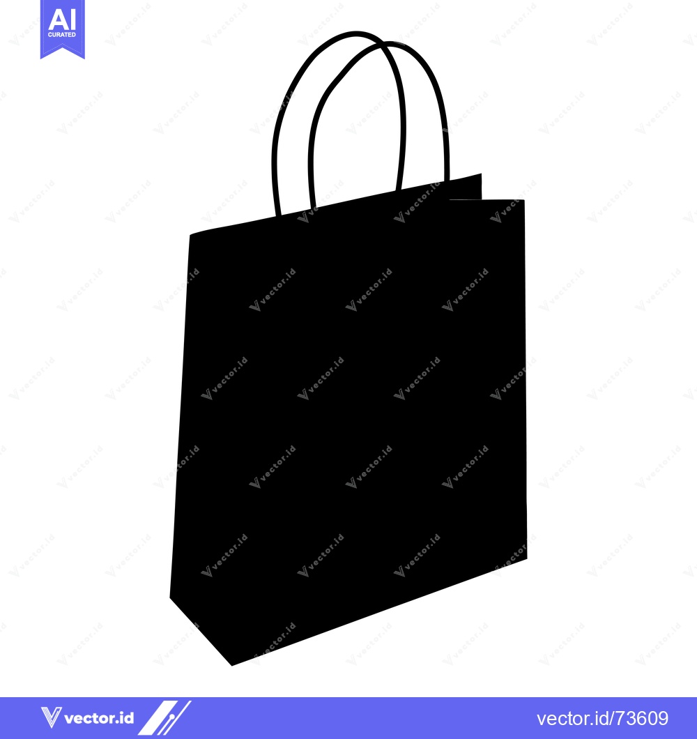 Premium Vector of Black and White Silhouette of a Paper Shopping Bag