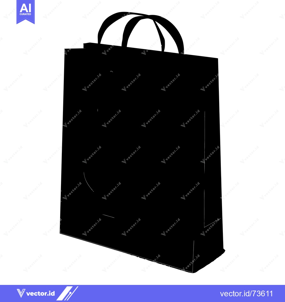 Premium Vector dari Silhouette of a Paper Shopping Bag with Handles