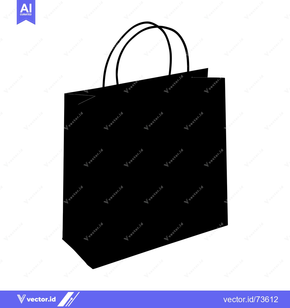 Premium Vector of Black Silhouette of a Paper Shopping Bag with Handles