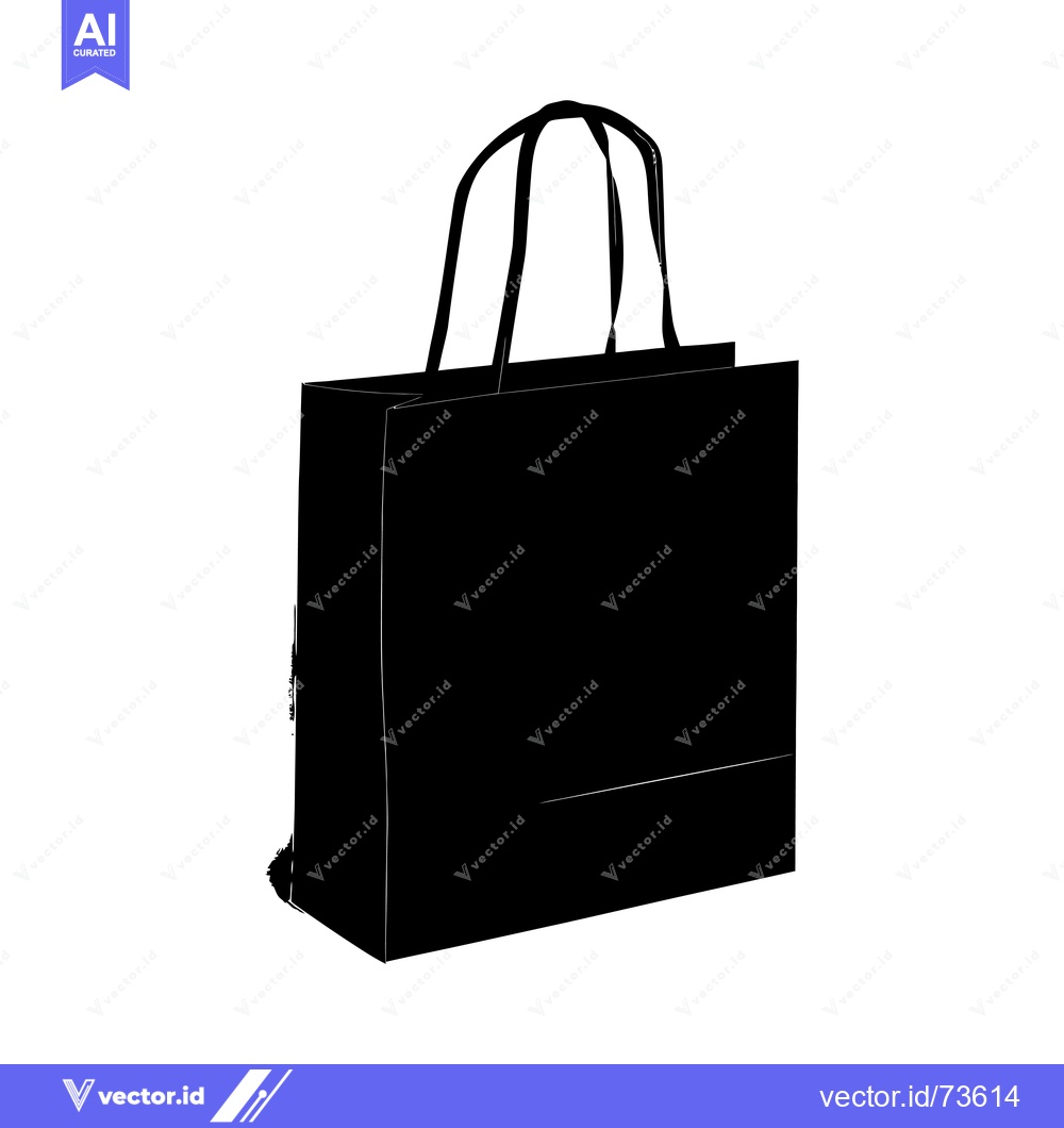 Premium Vector dari Black and White Silhouette of a Paper Bag