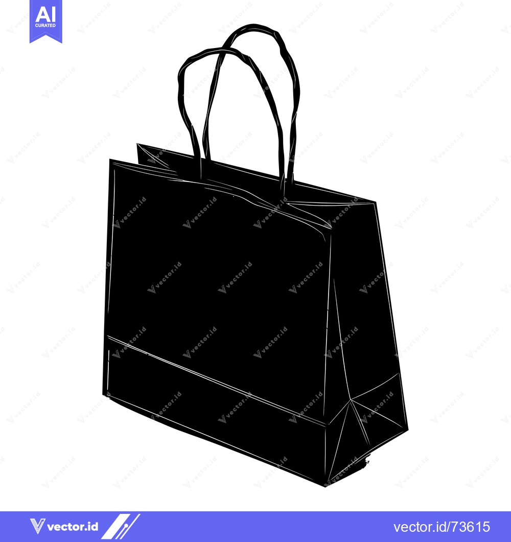 Premium Vector dari A Black and White Sketch of a Paper Shopping Bag