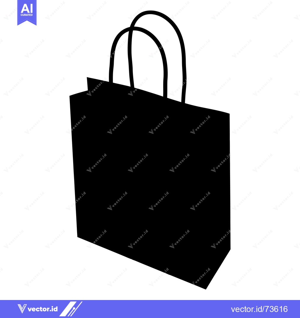 Premium Vector of Black and White Silhouette of a Paper Bag with Handles