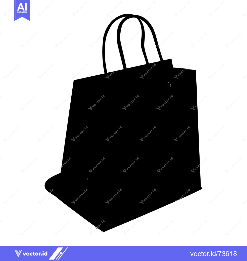 Premium Vector of Black Silhouette of a Paper Shopping Bag with Handles