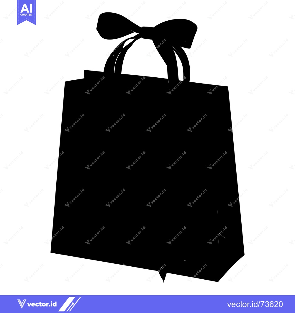 Premium Vector of Silhouette of a Shopping Bag with a Bow on Top