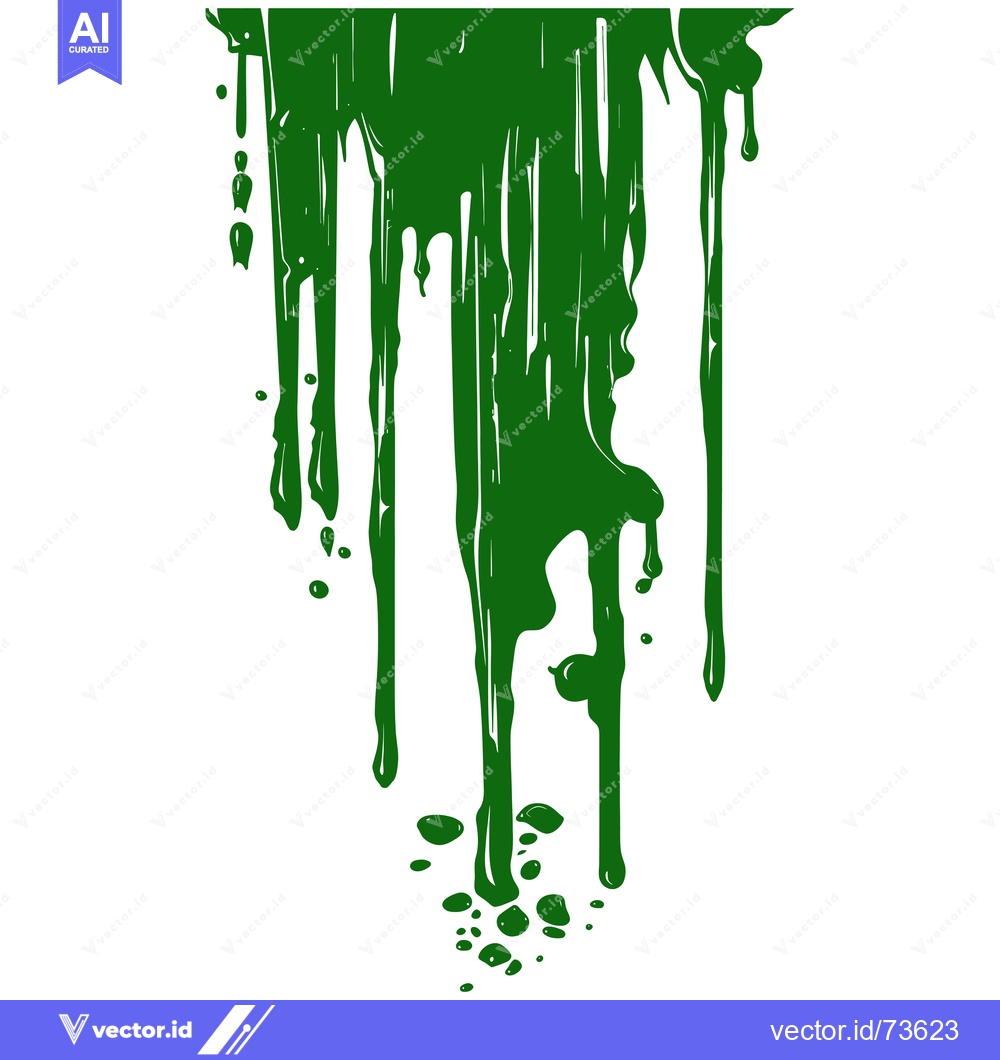 Premium Vector of Green paint dripping down, abstract background.