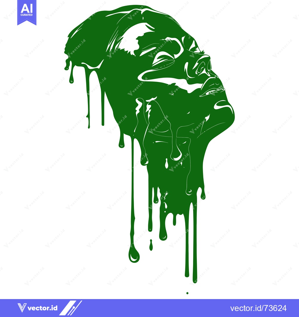 Premium Vector of Melting Green Face Abstract Art.