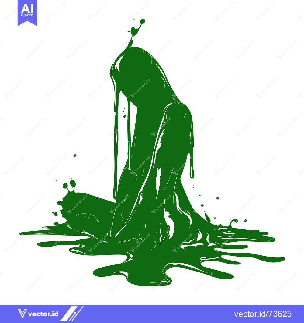 Premium Vector dari Abstract Green Liquid Sculpture of a Person Sitting.