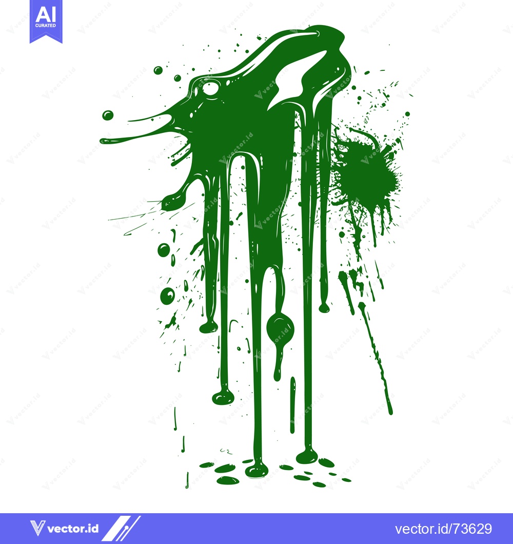 Premium Vector dari Green Paint Splatter and Drips Abstract Art.