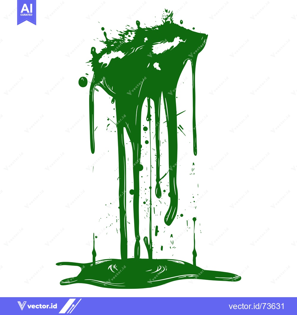 Premium Vector dari Green paint splash and drip abstract art.