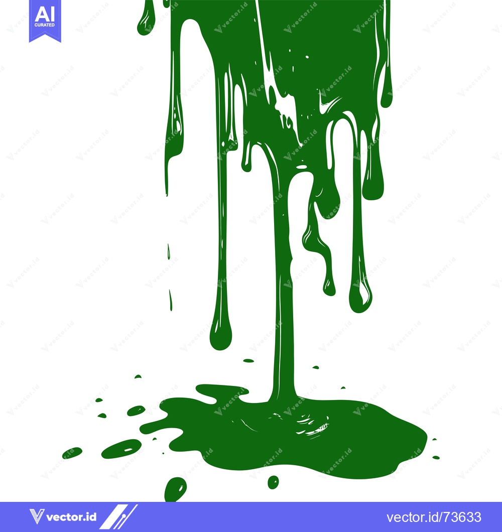 Premium Vector dari Green paint dripping and splashing on a white background.
