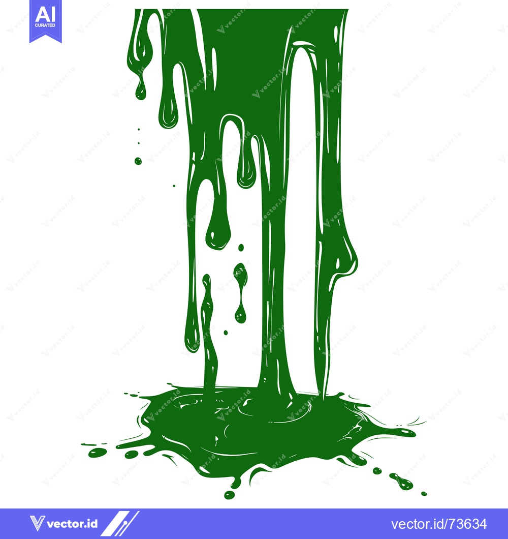 Premium Vector dari Green Slime Dripping and Splattering.