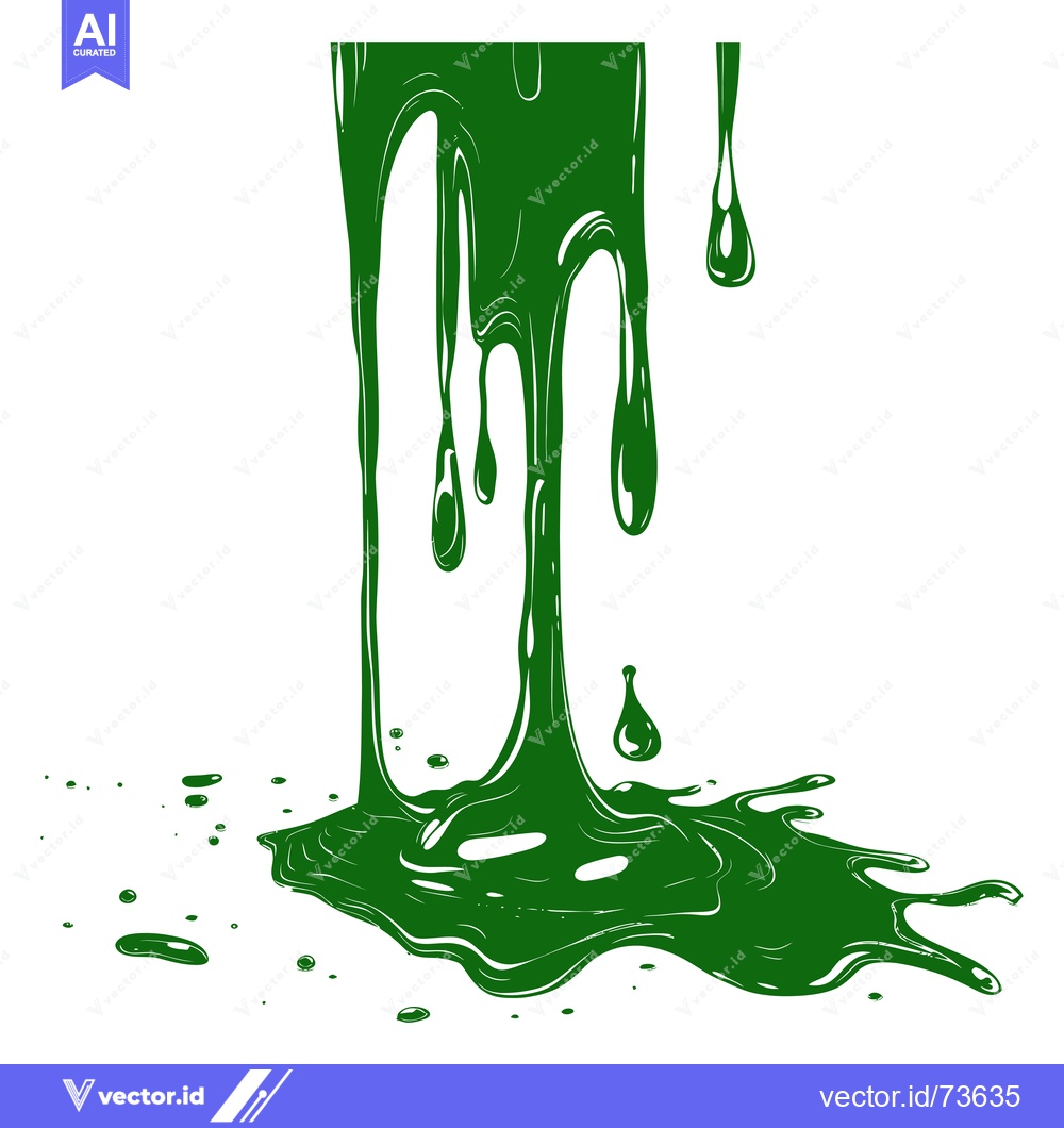 Premium Vector dari Green Slime Dripping and Splattering on White Background.