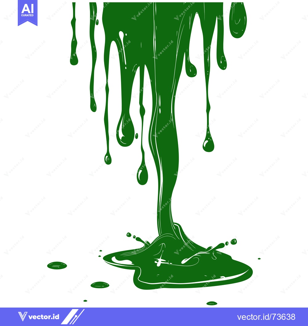 Premium Vector dari Green paint dripping and splashing on a white background.