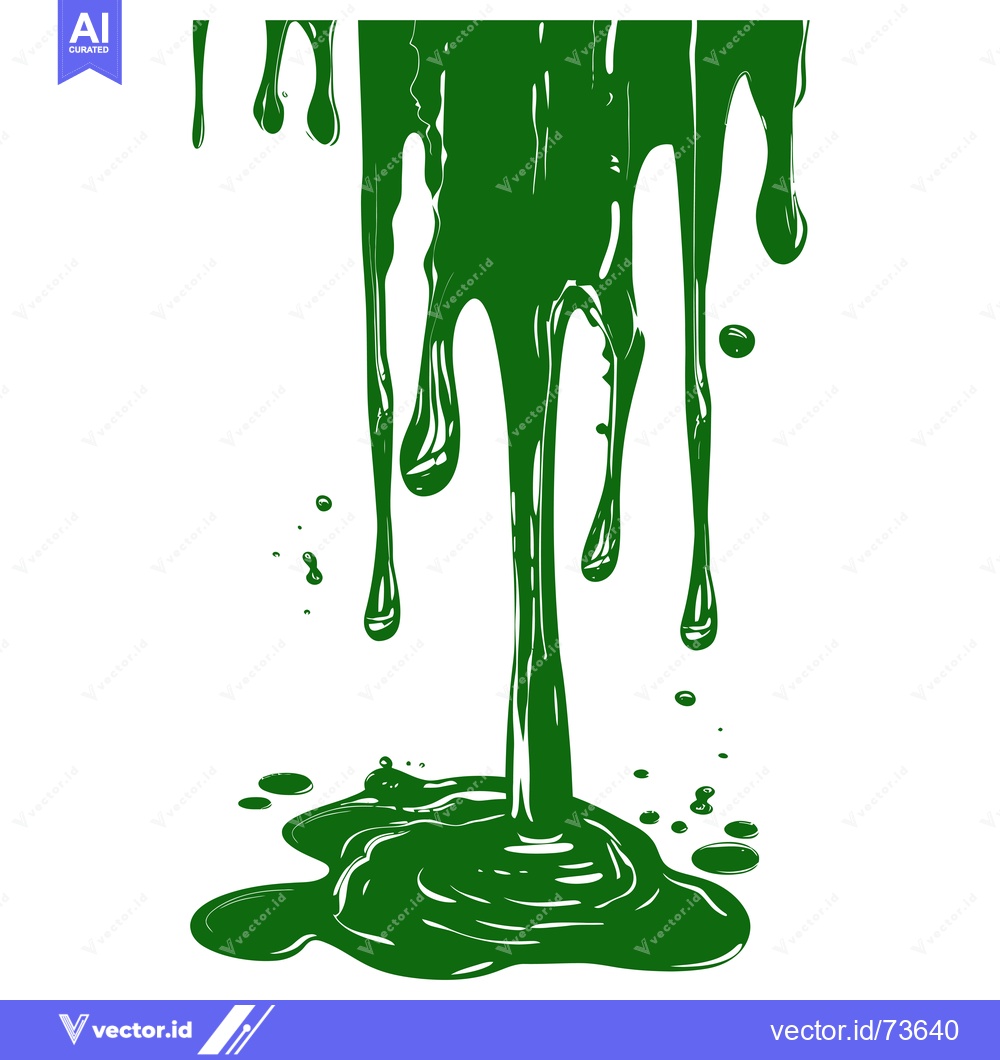 Premium Vector dari Green paint dripping and splashing, abstract illustration.