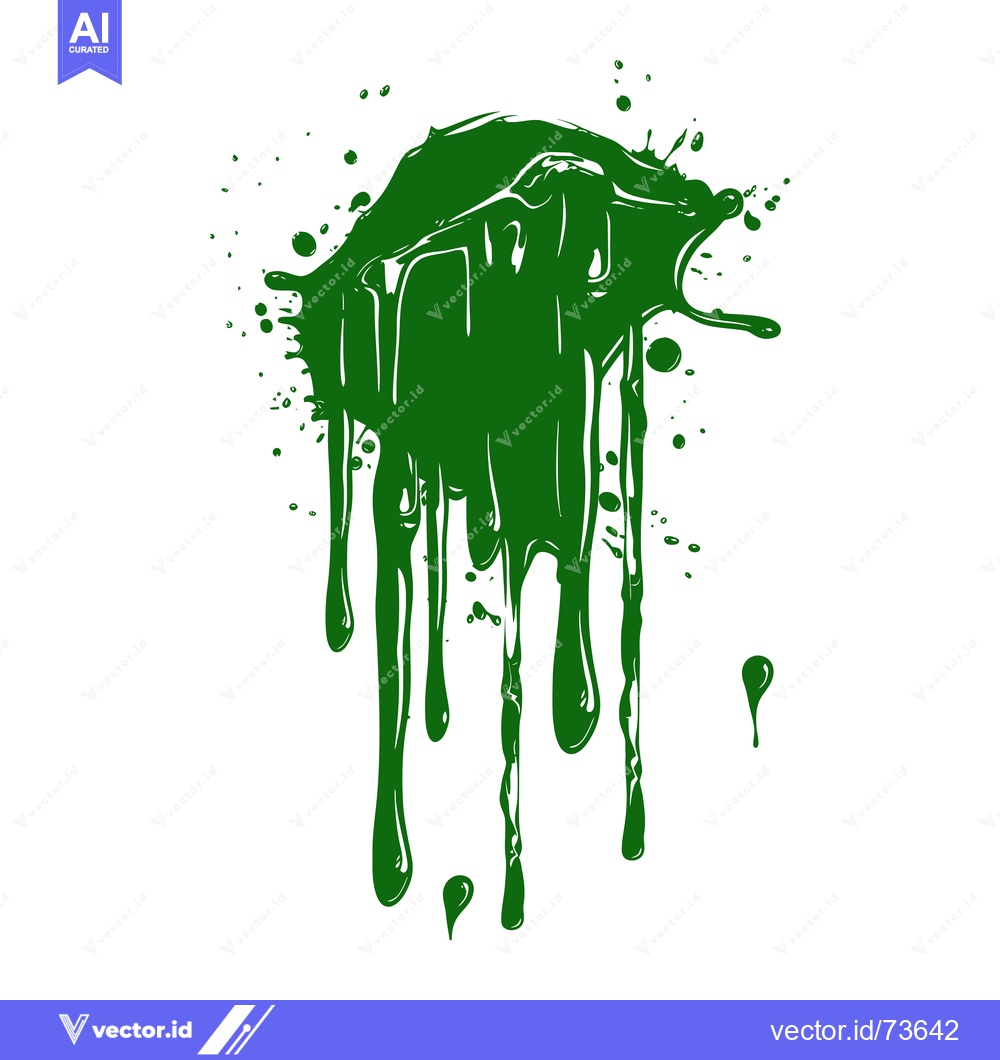 Premium Vector dari Green Paint Splatter Dripping Liquid Abstract Art.