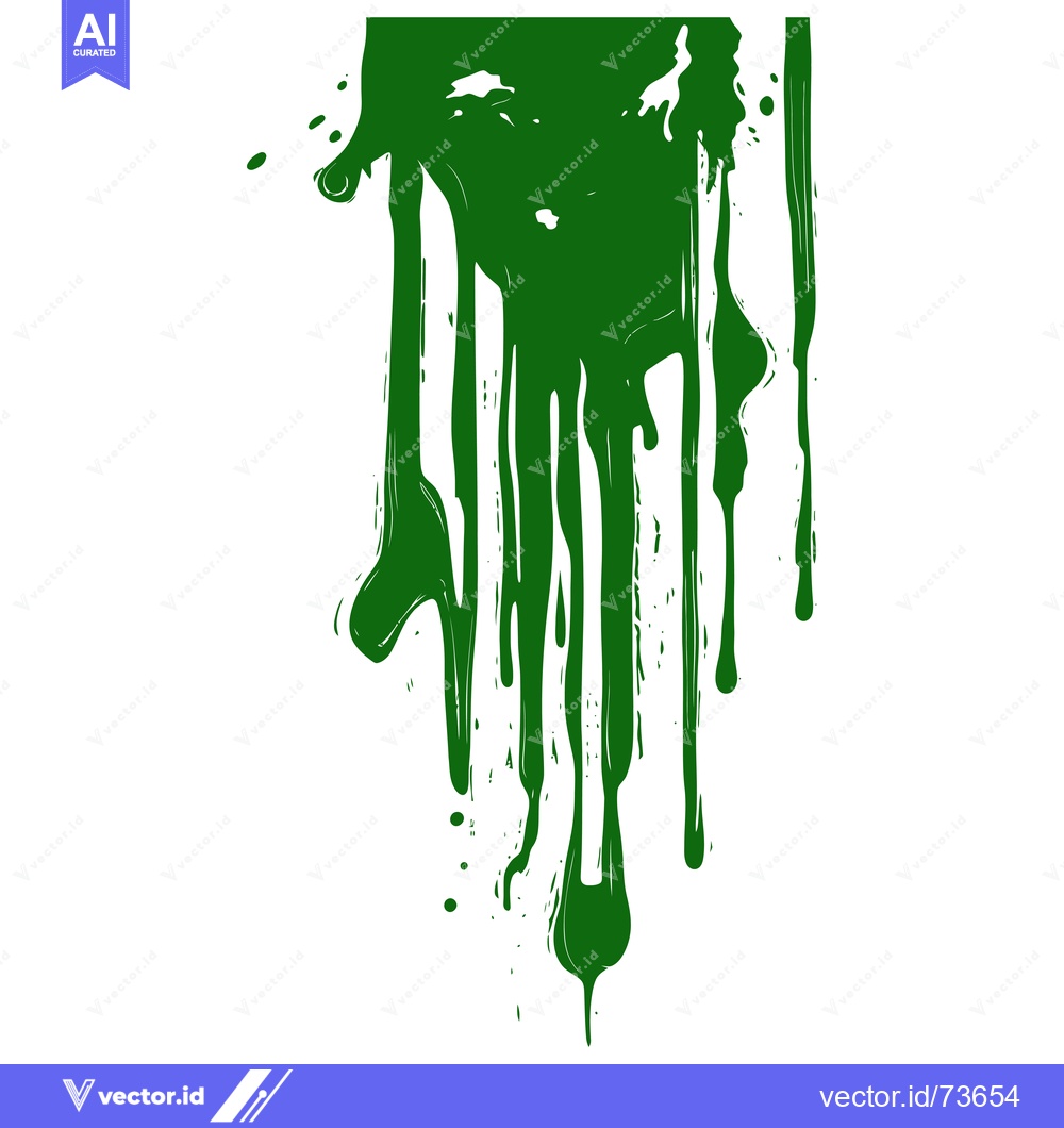 Premium Vector of Green paint drips on white background.