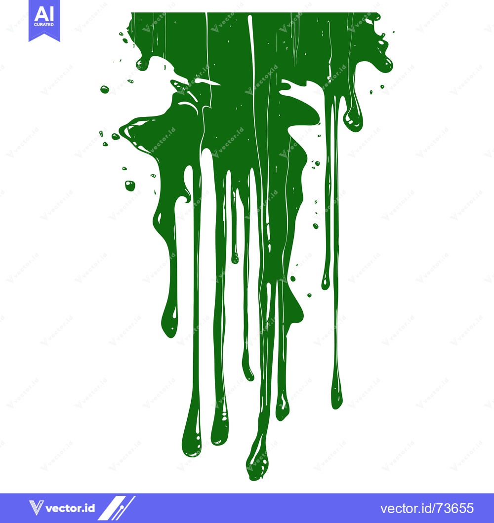 Premium Vector dari Green paint dripping down, abstract background, liquid art.
