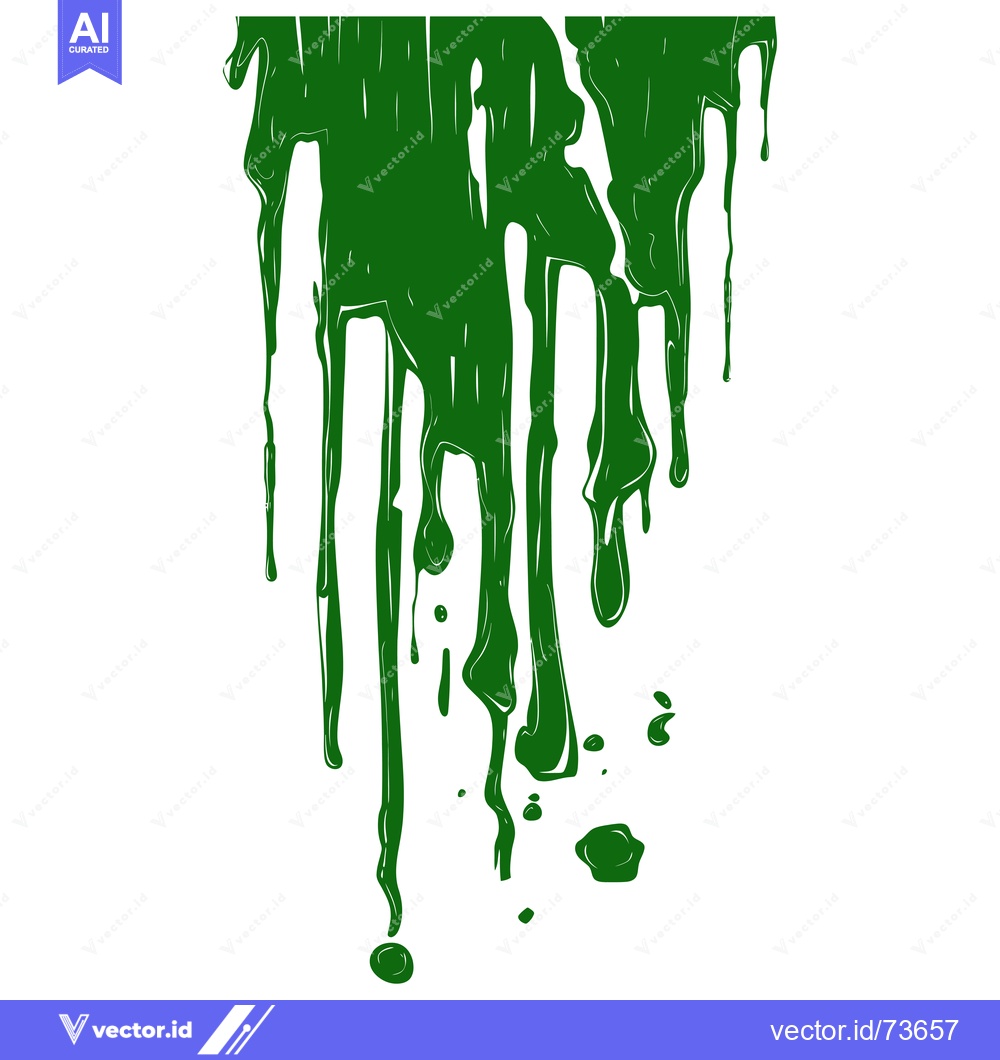 Premium Vector dari Green paint dripping down, abstract background.