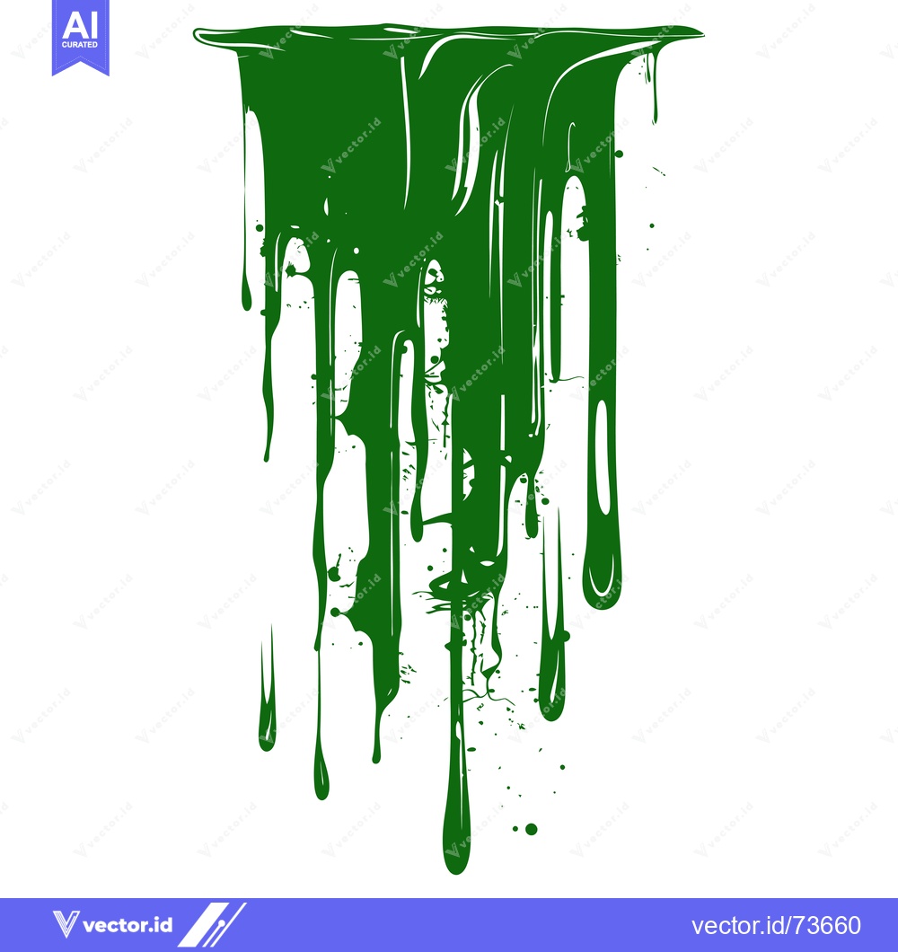 Premium Vector of Green paint dripping down, abstract background.