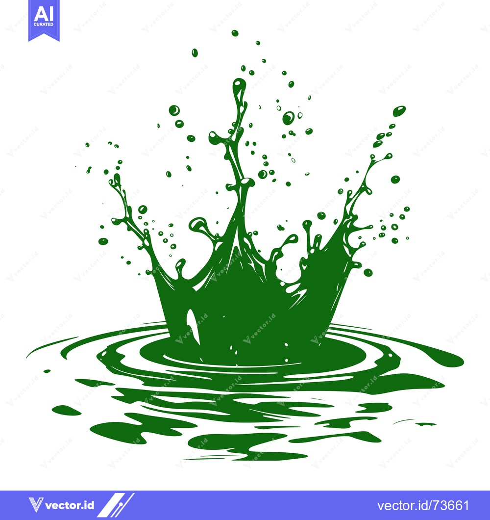 Premium Vector dari Green liquid splash crown shape with ripples.