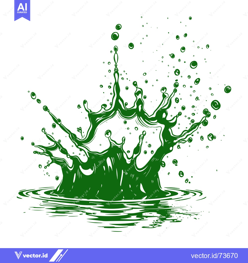 Premium Vector dari Vibrant Green Liquid Splash Crown Shape Isolated on White Background.