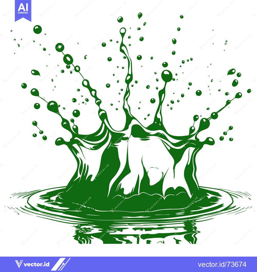 Premium Vector dari Green liquid splash crown shape isolated on white background.