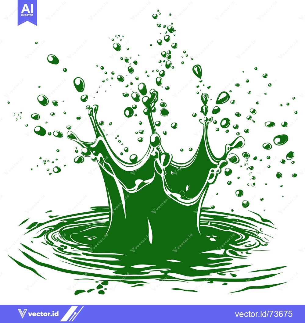 Premium Vector dari Green Liquid Splash Crown Shape Isolated White Background.