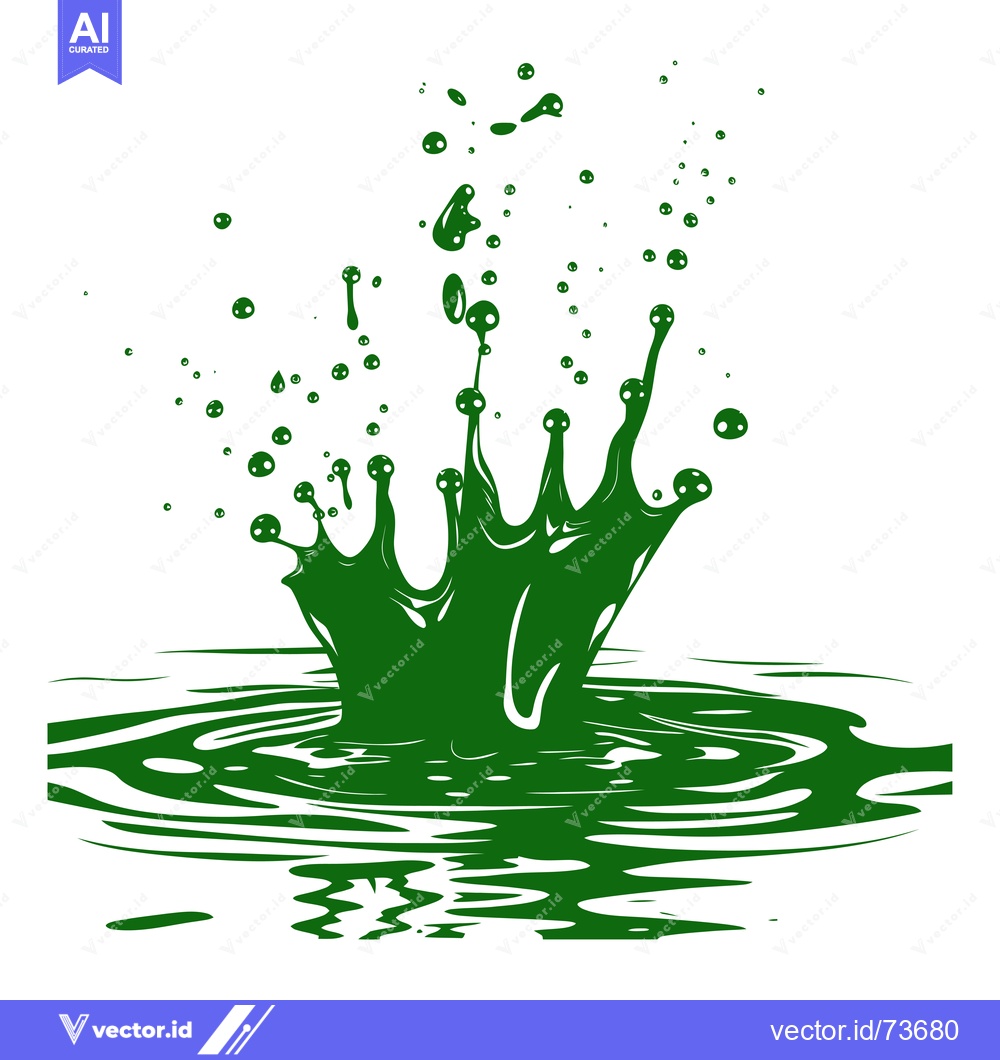 Premium Vector dari Green liquid splash crown shape with ripples.