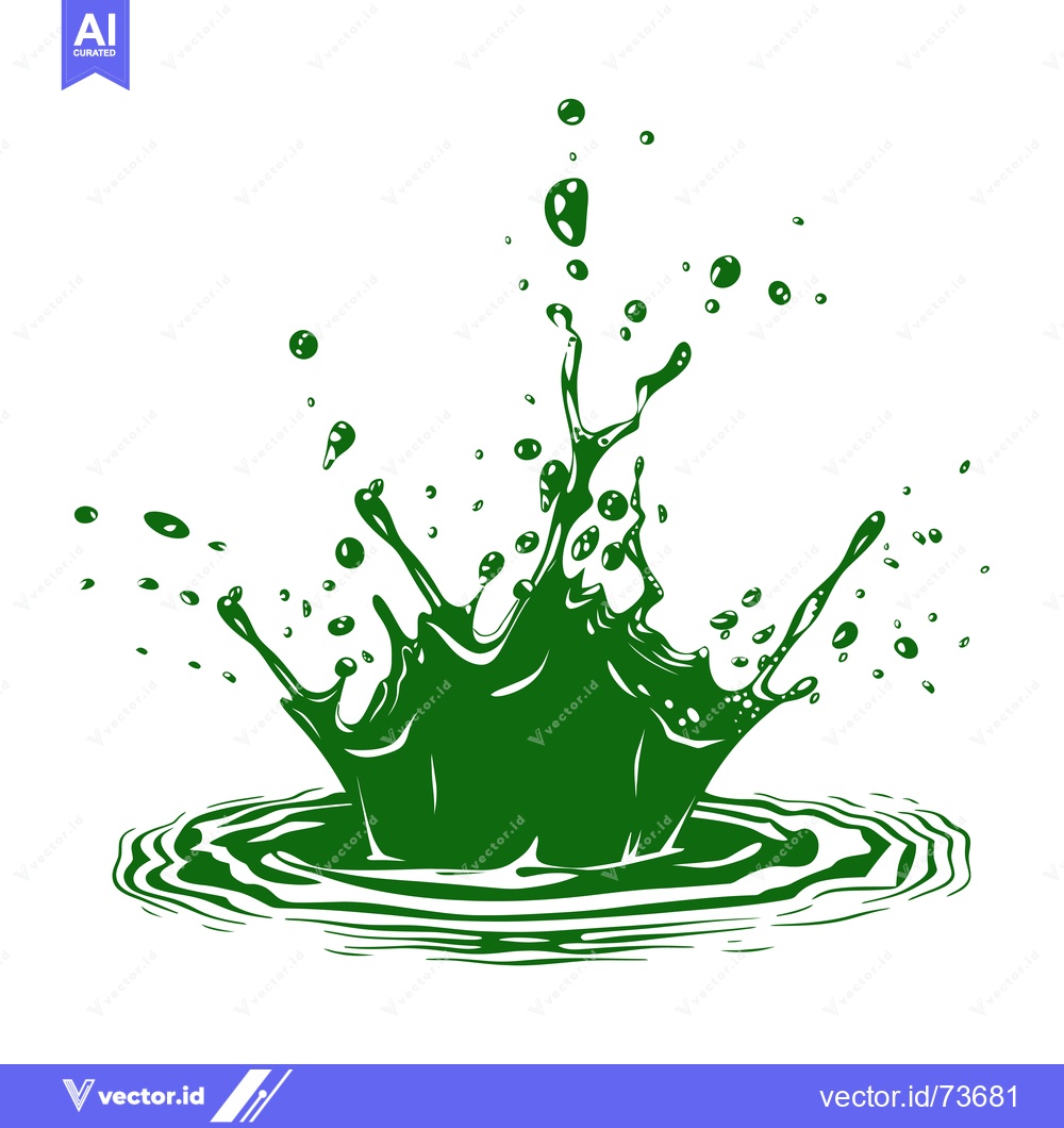 Premium Vector dari Green liquid splash with ripples on white background.