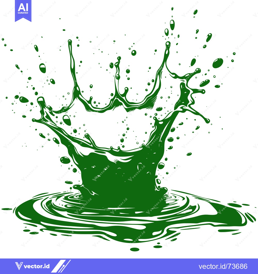 Premium Vector dari Vibrant Green Liquid Splash Crown Shape Isolated on White Background.