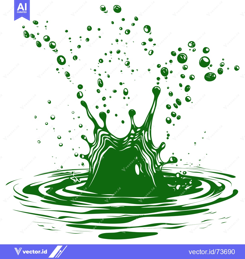 Premium Vector dari Vibrant Green Liquid Splash with Bubbles.