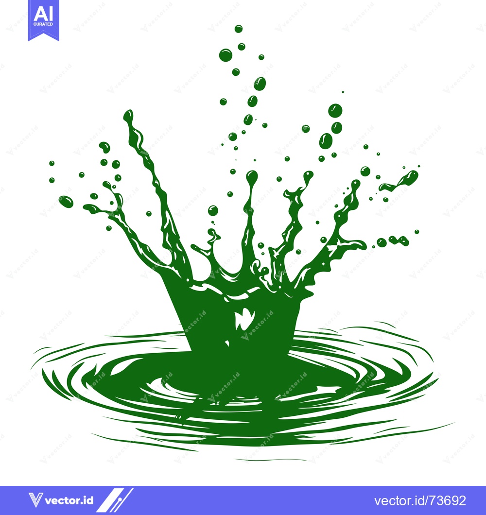 Premium Vector dari Green liquid splash with ripples on white background.