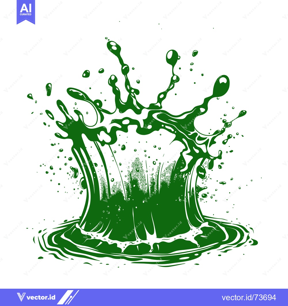 Premium Vector dari Vibrant Green Liquid Splash Crown Effect Isolated on White.