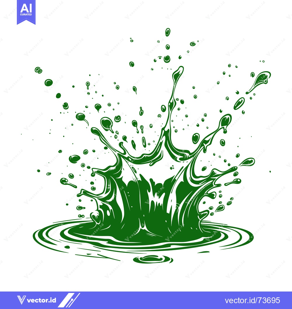 Premium Vector dari Vibrant Green Liquid Splash Explosion with Droplets.