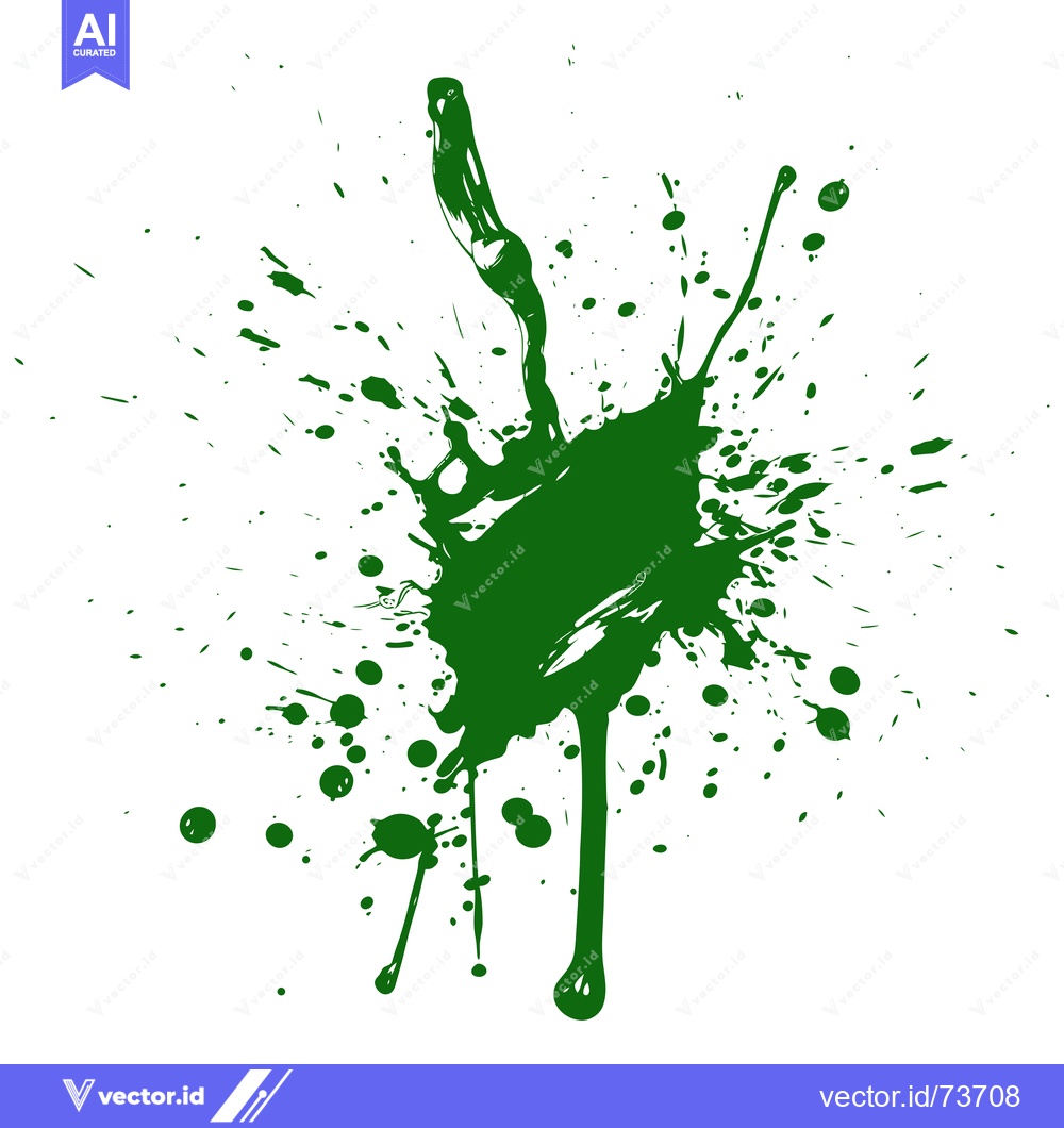 Premium Vector of Green Paint Splatter Abstract Art.