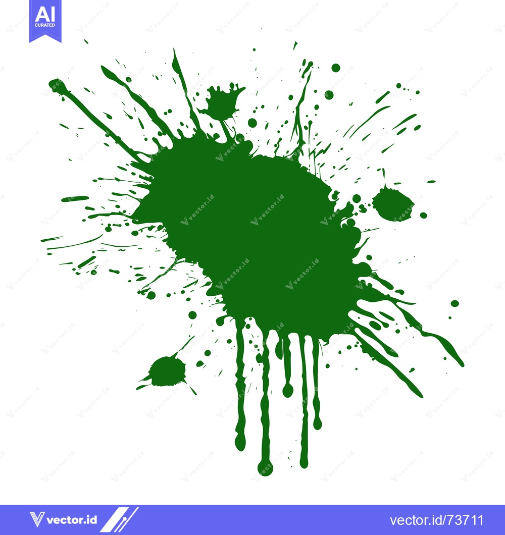 Premium Vector of Green Paint Splatter Abstract Art.