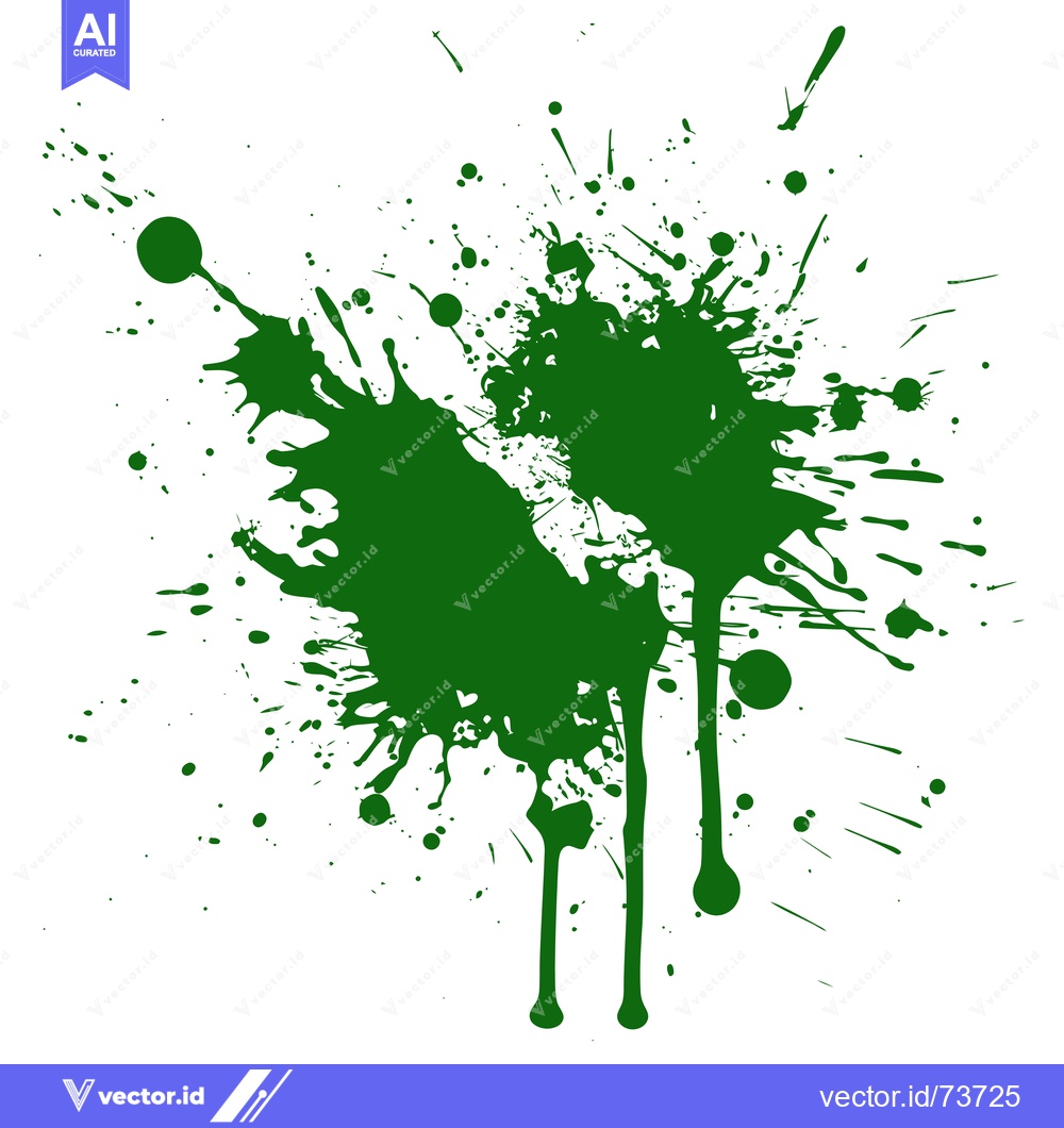 Premium Vector of Green Ink Splatter Abstract Art.