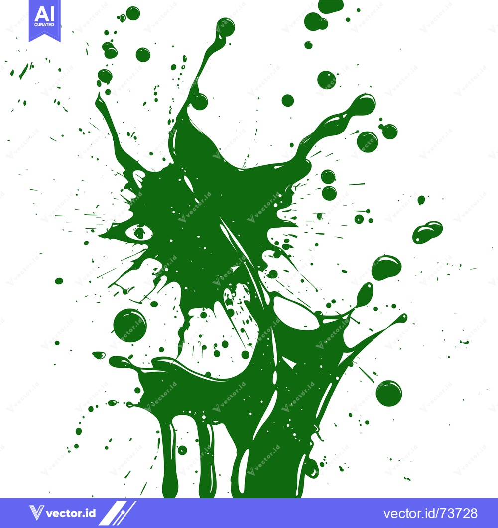 Premium Vector dari Green Paint Splatter Abstract Splash Liquid.