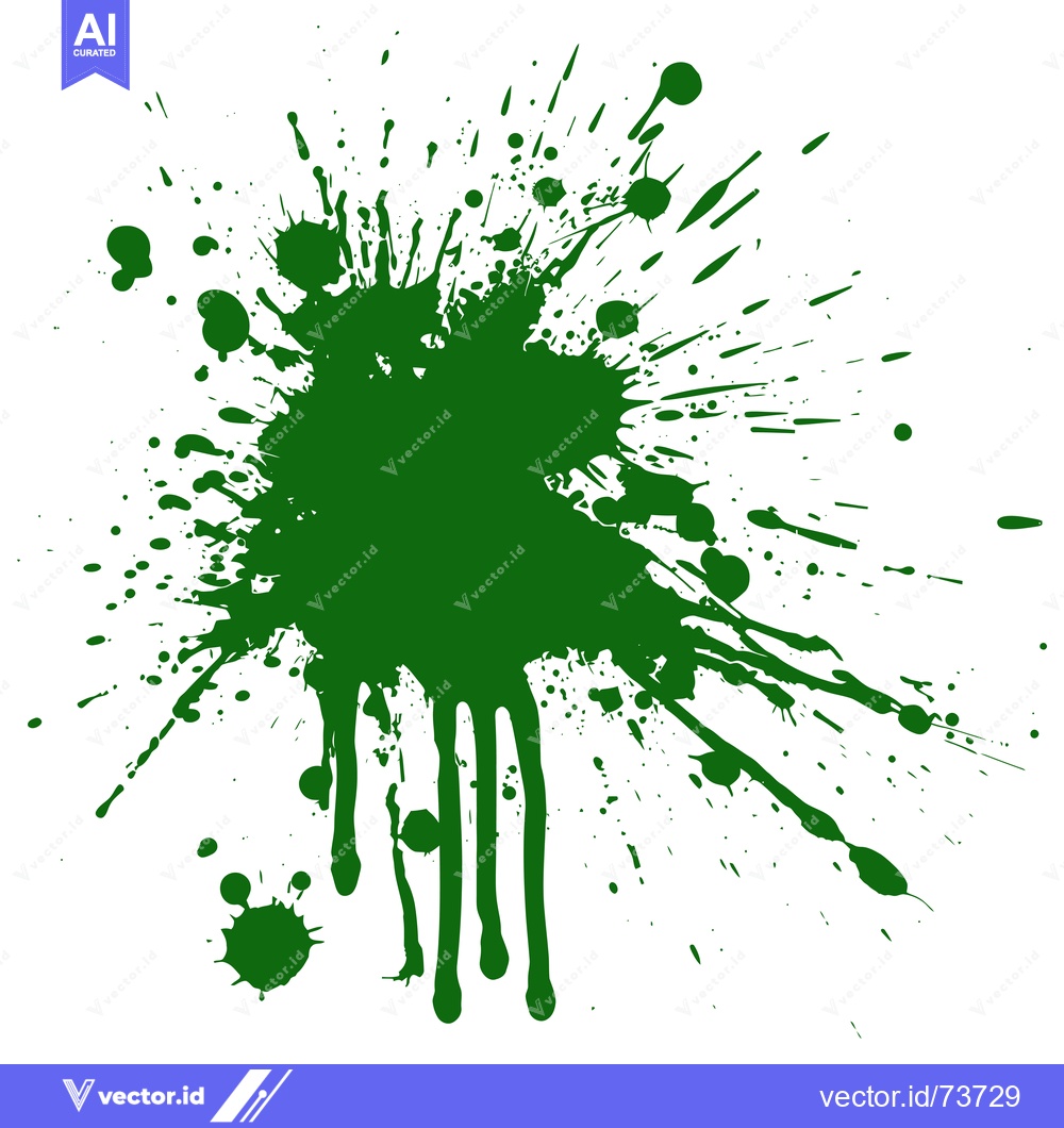 Premium Vector of Green Paint Splatter Abstract Art.