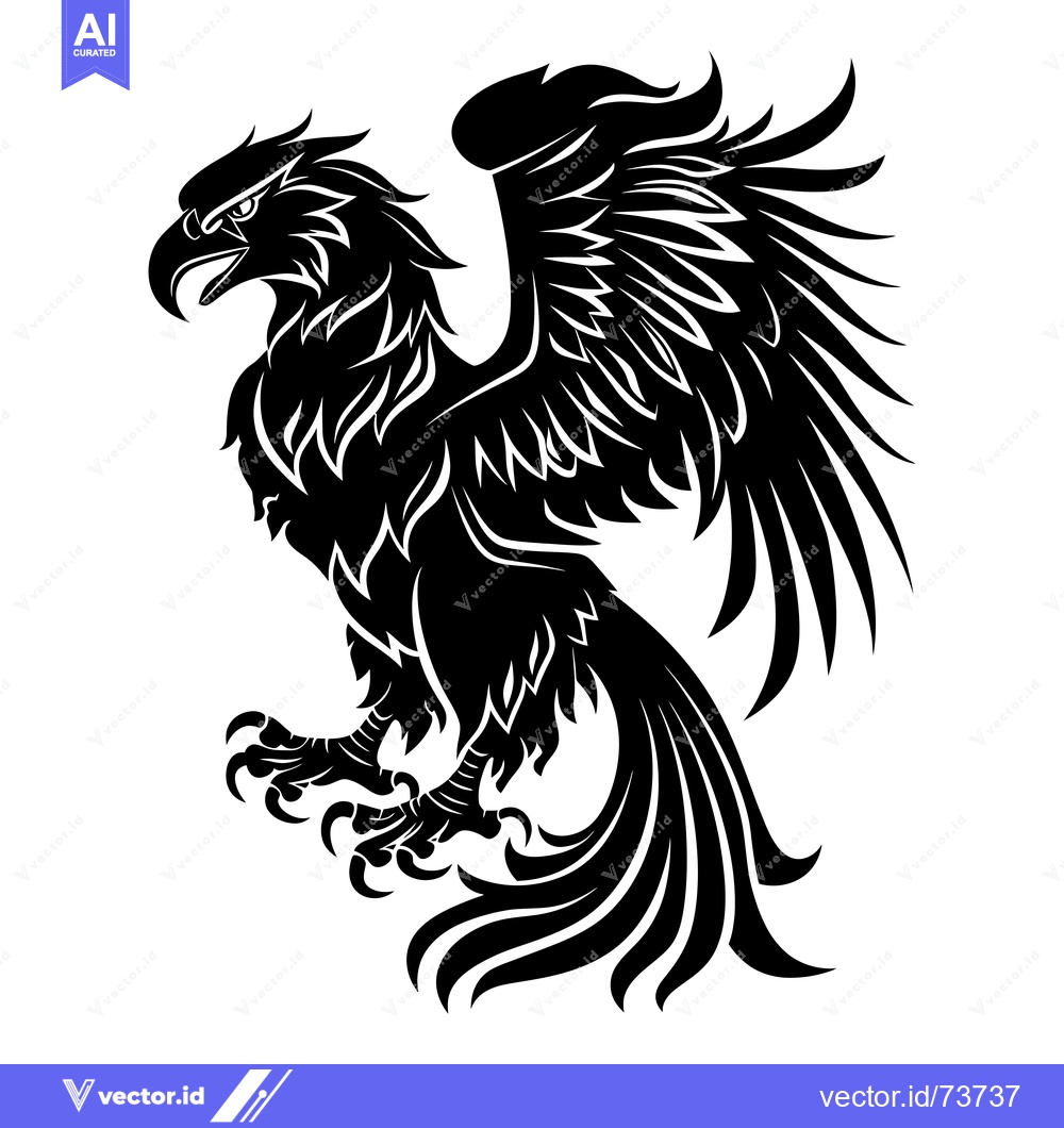 Premium Vector dari Stylized Black and White Eagle with Spread Wings