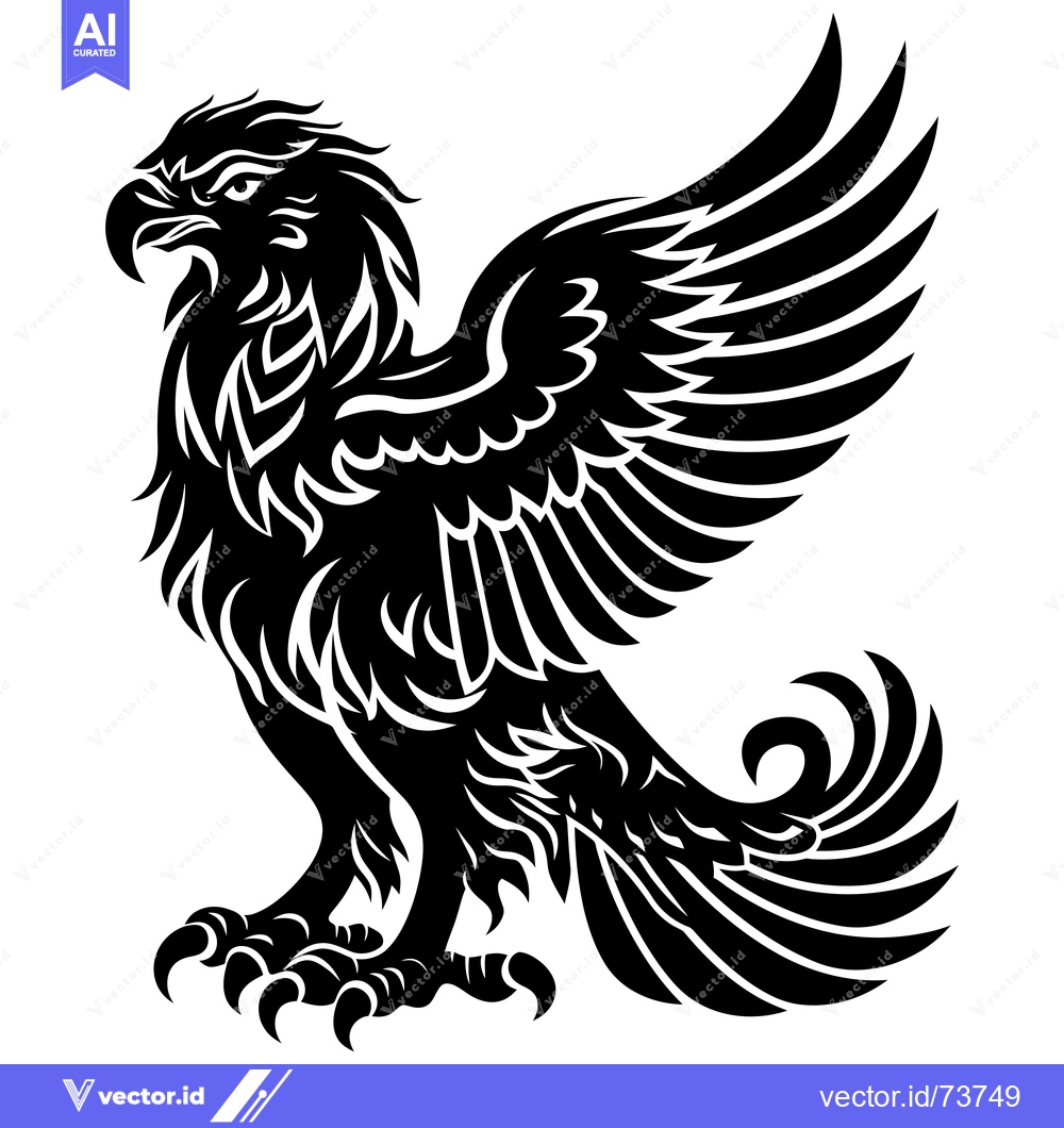 Premium Vector dari Black and White Tribal Style Eagle with Wings Spread