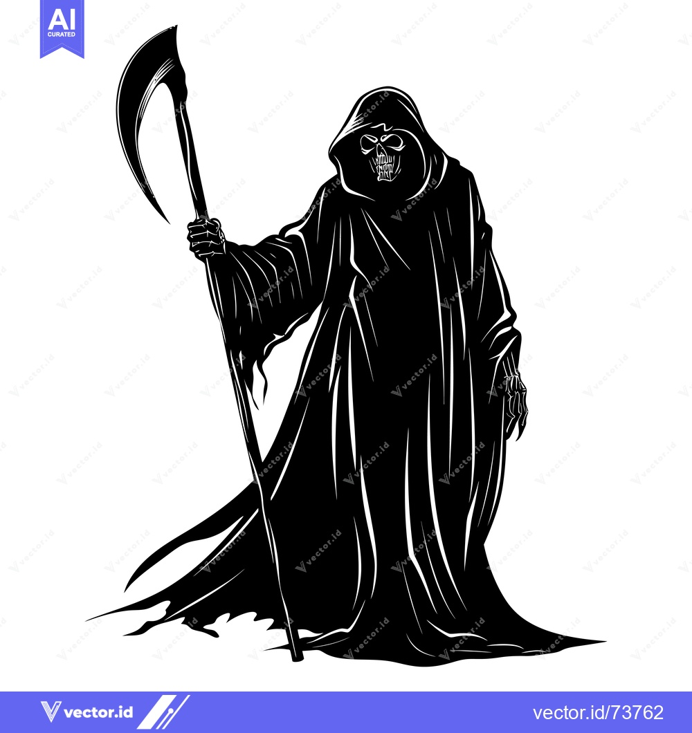 Premium Vector of Grim Reaper Silhouette Holding Scythe