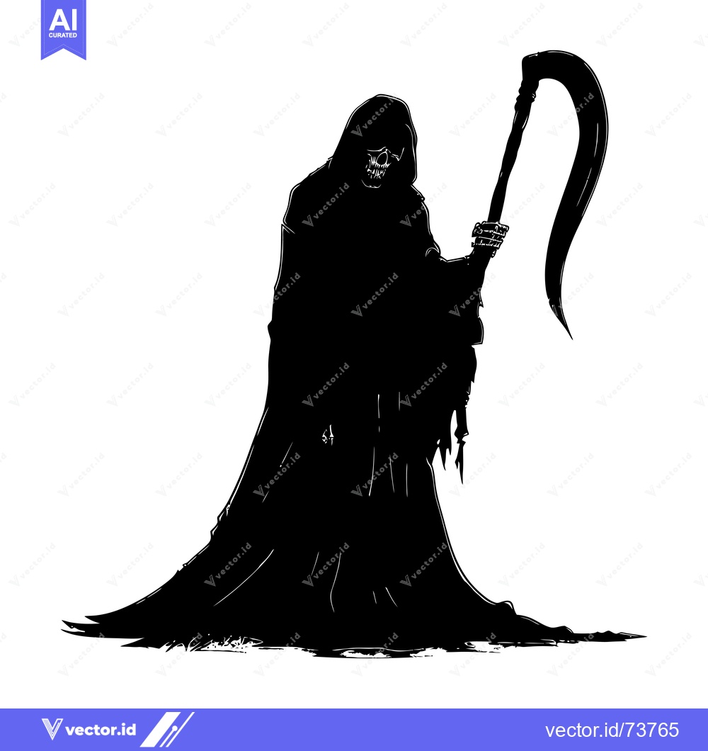Premium Vector of Silhouette of the Grim Reaper Holding a Scythe