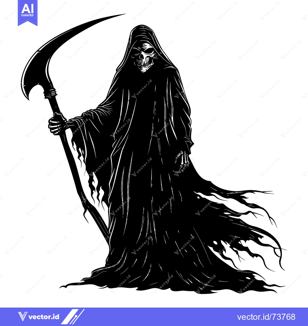 Premium Vector dari Grim Reaper Silhouette Holding a Scythe