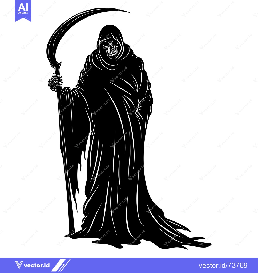 Premium Vector dari Grim Reaper Silhouette Holding a Scythe